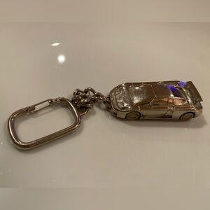 Vintage Bburago Ferrari F40 Chrome Car Keychain 1:87 Scale Italy RARE